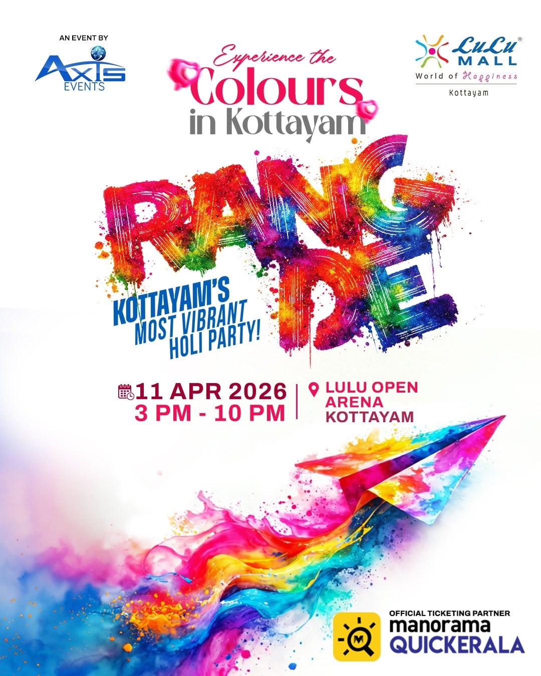 RANG DE – Kottayam’s Most Vibrant Holi Party
