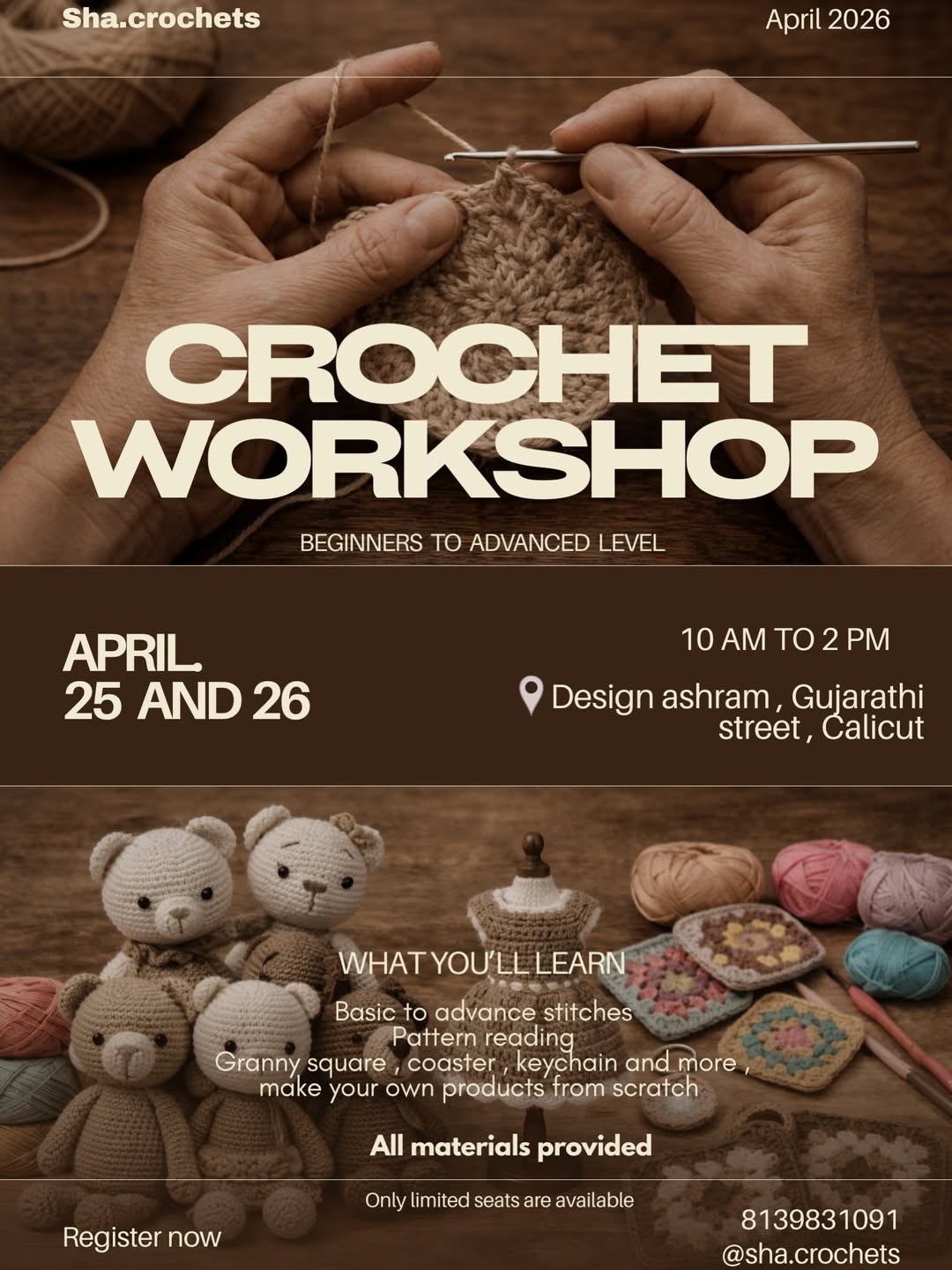 Crochet Workshop - Calicut | Beginners to Advanced Level