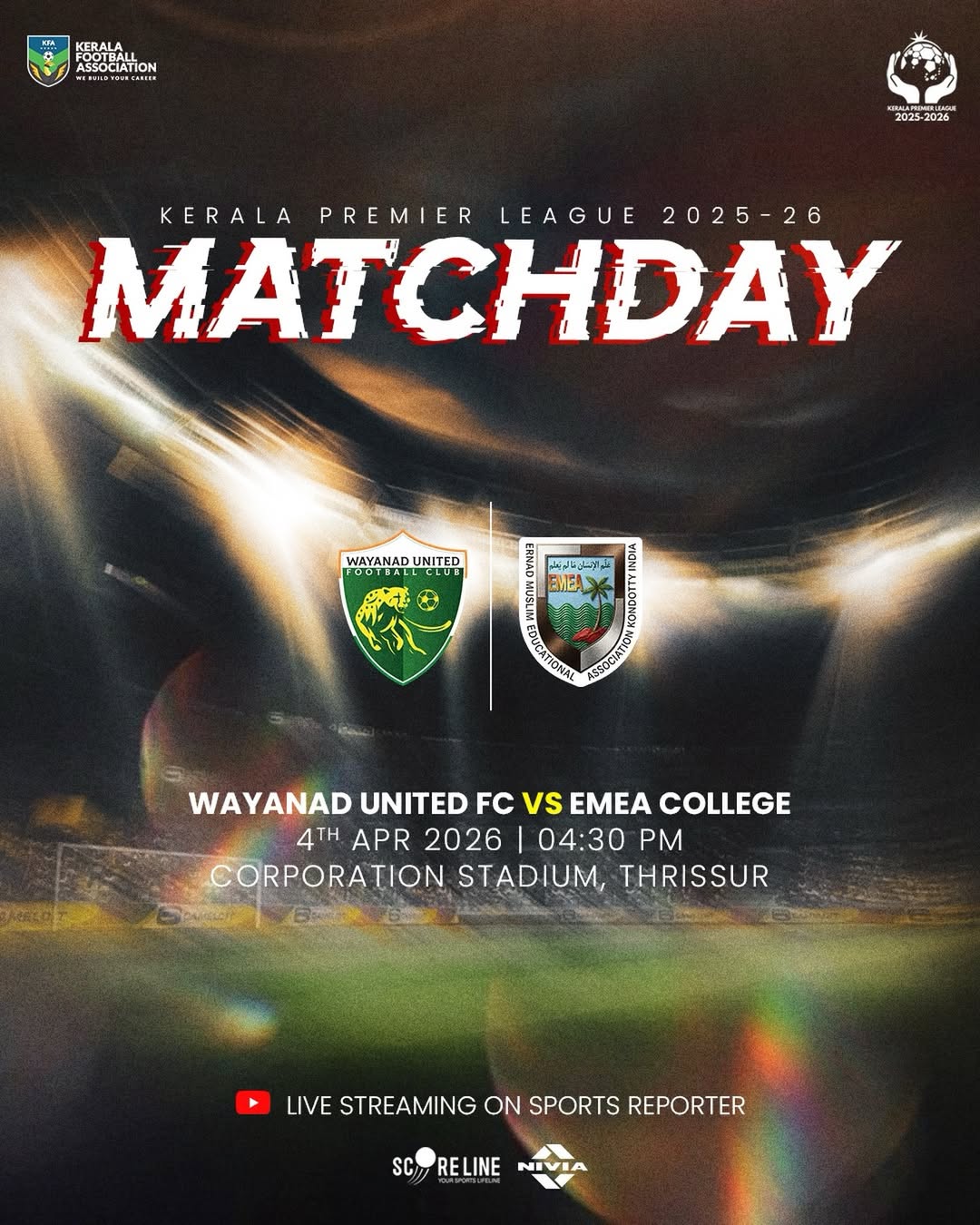 Kerala Premier League Matchday | Wayanad United FC vs EMEA College