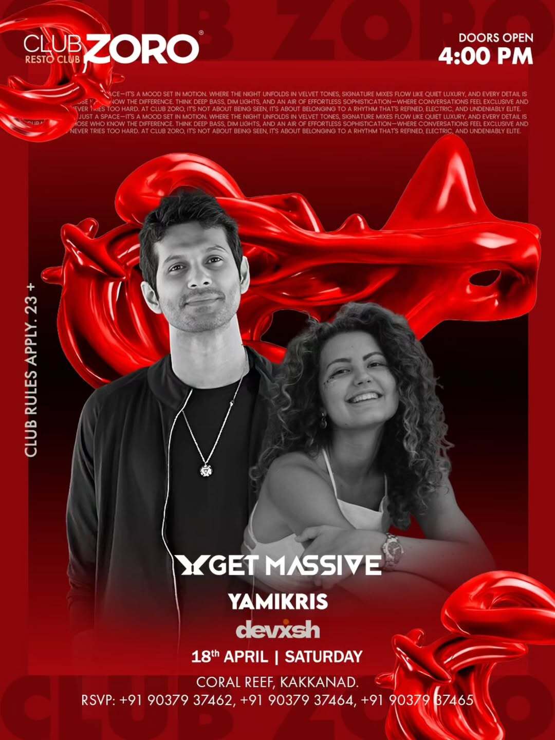 Get Massive ft. DJ Get Massive With DJ Yamikris and DJ Devxsh | Club Zoro, Kakkanad, Kochi