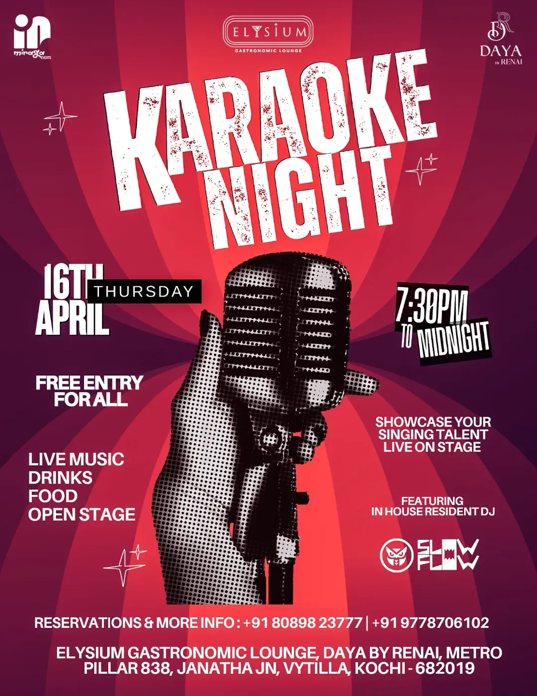 Karaoke Night – Open Stage | DJ Slowflow | Elysium Gastronomic Lounge, Vyttila, Kochi