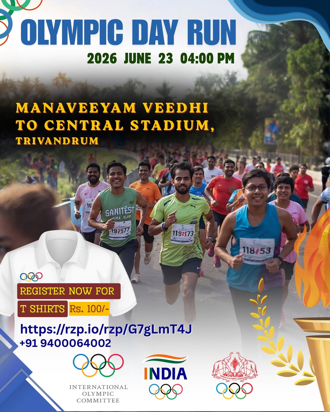 Olympic Day Run 2026 | Celebrate Olympic Day | Manaveeyam Veedhi to Central Stadium, Trivandrum