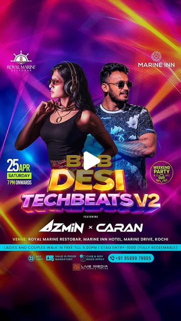 B2B Desi Techbeats V2 – Azmin × Caran | Royal Marine Restobar, Marine Inn Hotel, Marine Drive, Kochi