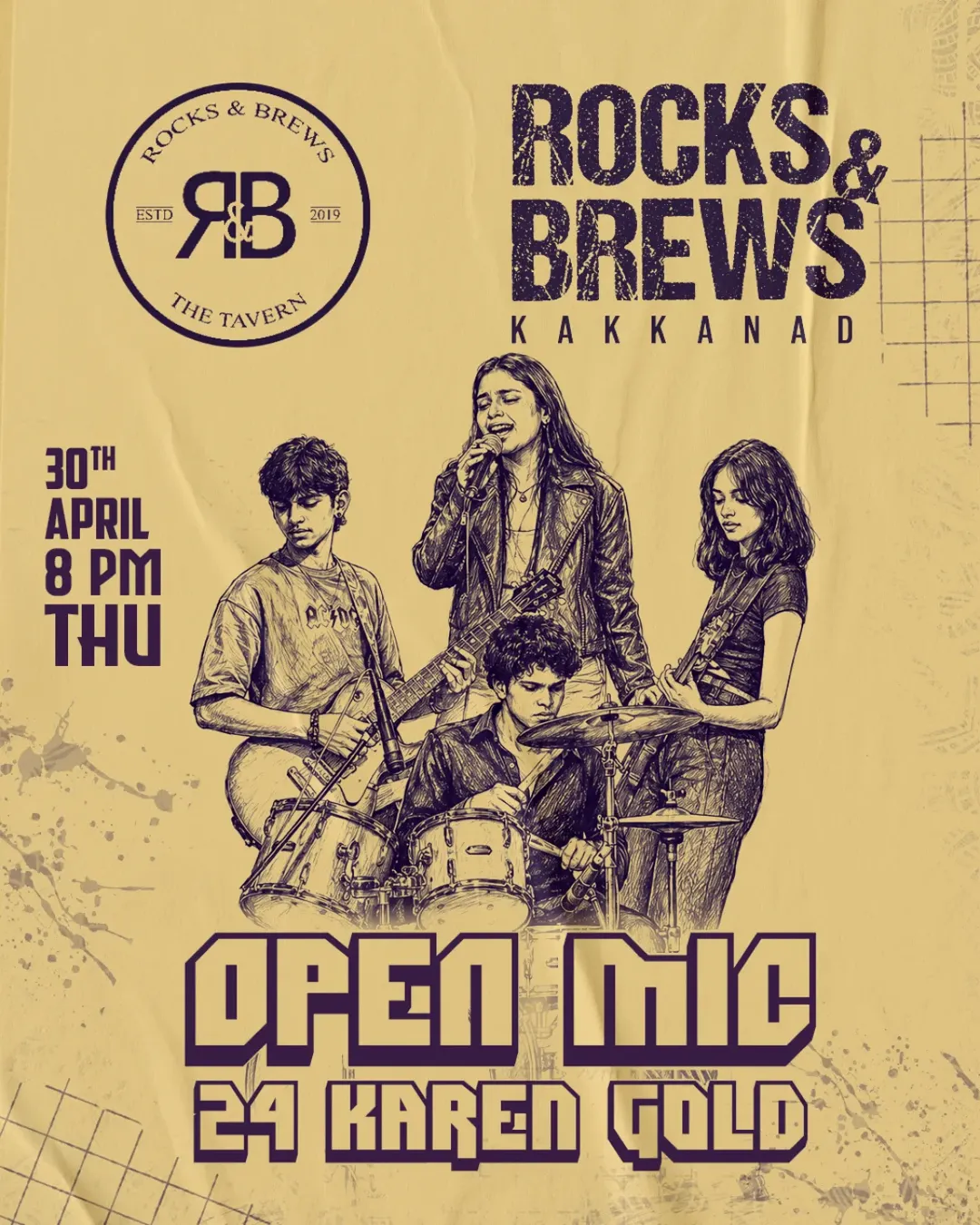 Open Mic Night at Rocks & Brews Kakkanad – 24 Karen Gold Live | Music & Open Stage Event