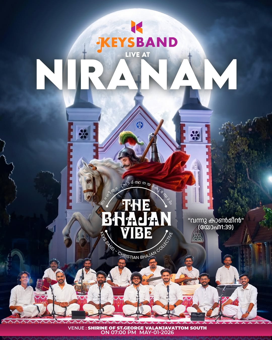Keys Band Live @ Niranam The Bhajan Vibe | Shrine of St. George, Valanjavattom South