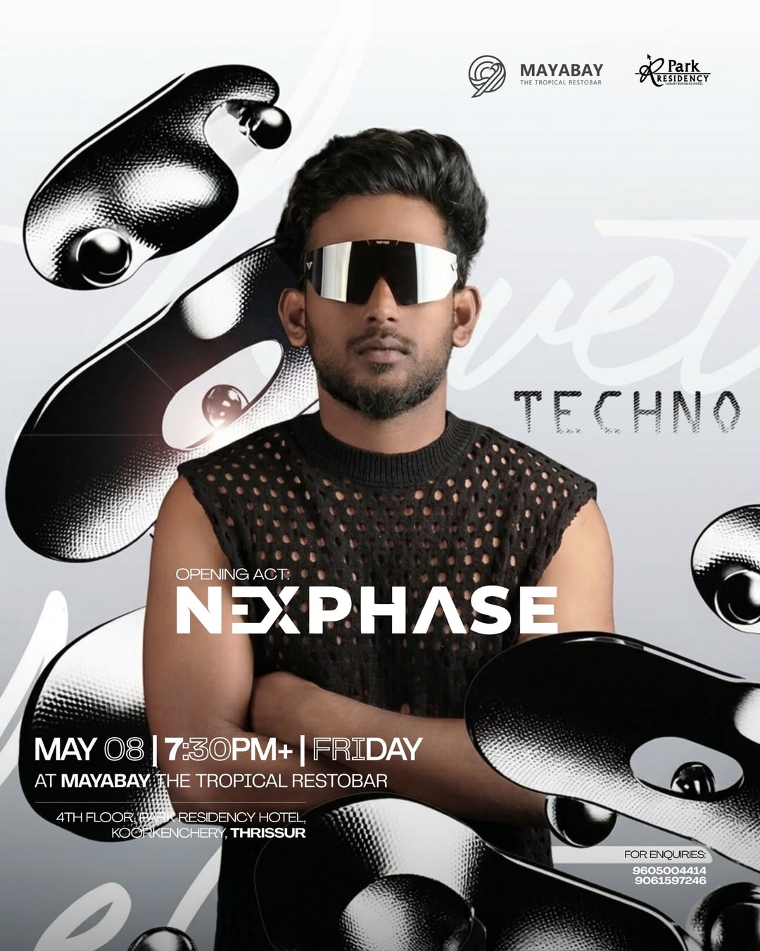 Techno Night Ft. SENXO & NexPhase | Mayabay – The Tropical Restobar, Park Residency Hotel, Koorkenchery, Thrissur