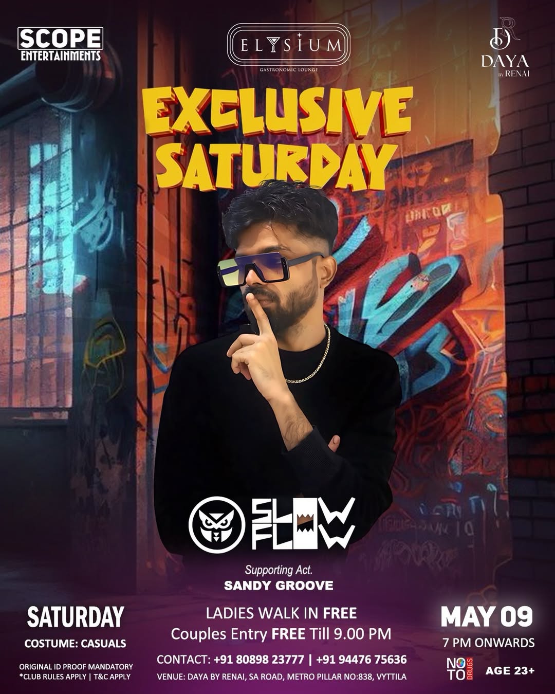 Exclusive Saturday Party Ft. DJ Slow Flow | Elysium Gastronomic LoungeDaya by Renai, Vyttila, Kochi