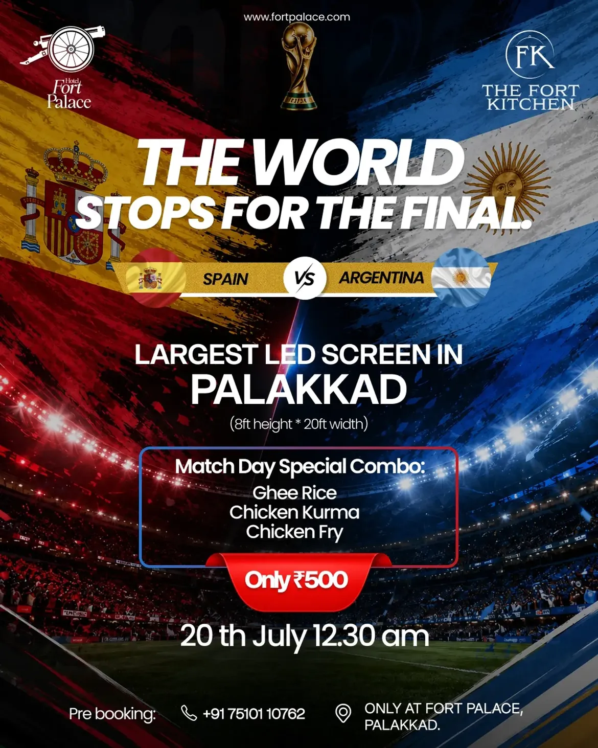 FIFA World Cup 2026 Final Live Screening | Fort Palace Hotel, Palakkad