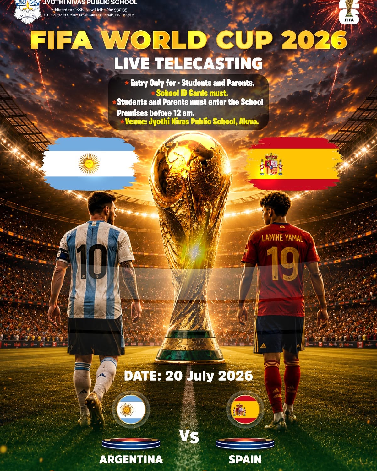 FIFA World Cup 2026 Live Telecasting | Jyothi Nivas Public School, Aluva