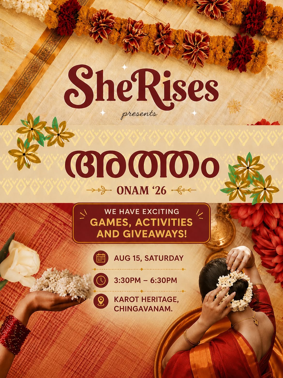 SheRises Atham - Onam '26 | Karot Heritage, Chingavanam, Kottayam