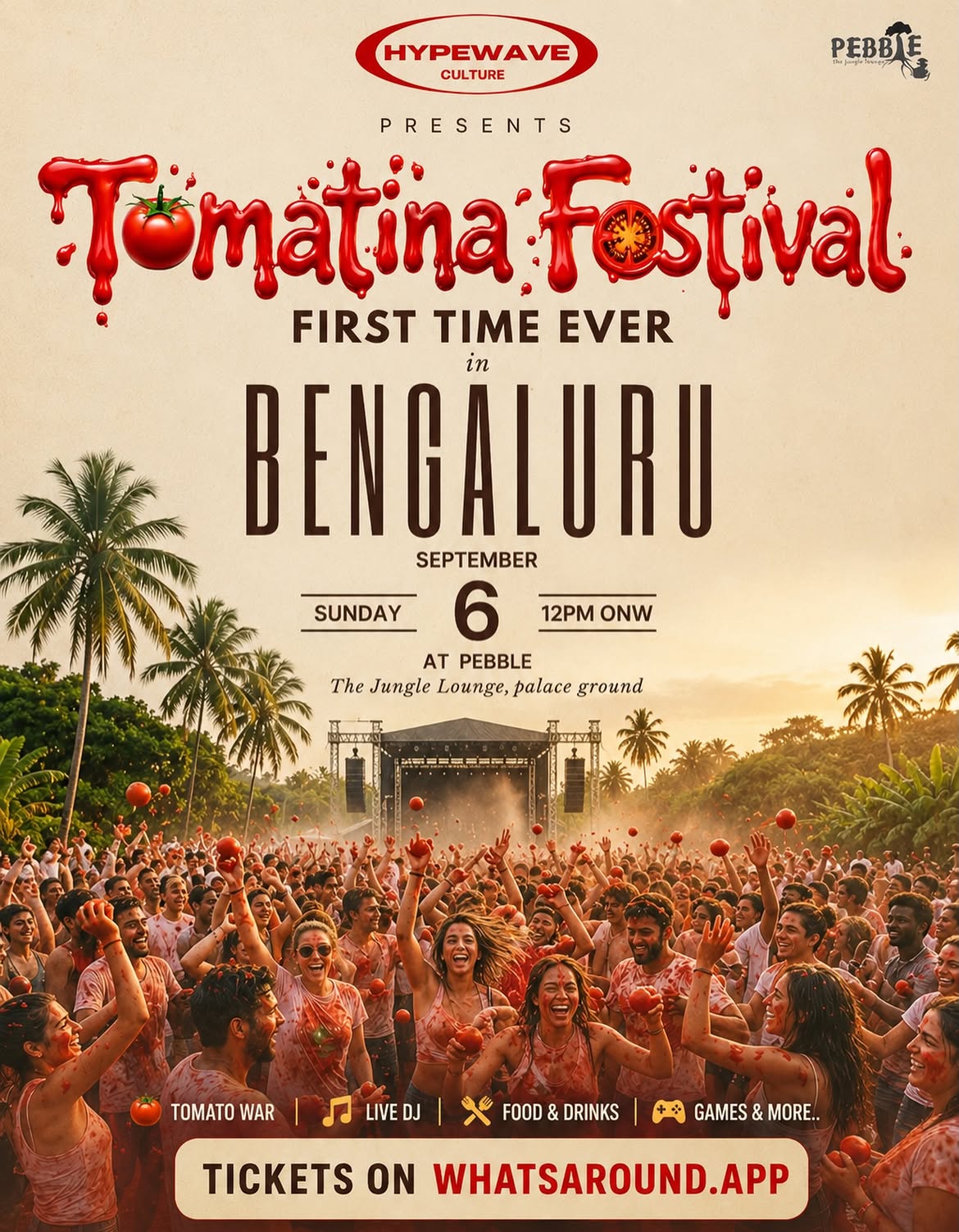 Tomatina Festival Bengaluru 2026 | PEBBLE The Jungle Lounge, Jayamahal, Bengaluru