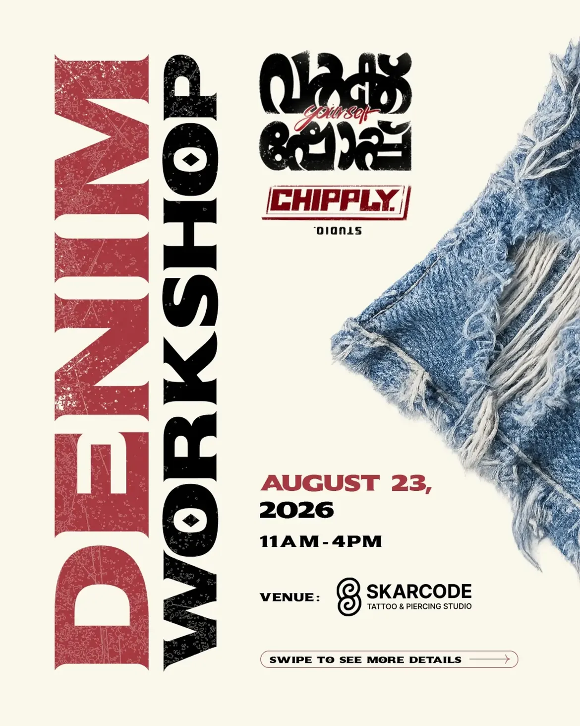 Art Yourself — Denim Workshop | Skarcode Tattoo & Piercing Studio, Kozhikode