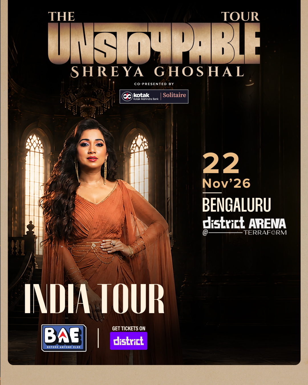 The Unstoppable Tour by Shreya Ghoshal | District Arena @ Terraform, Bengaluru