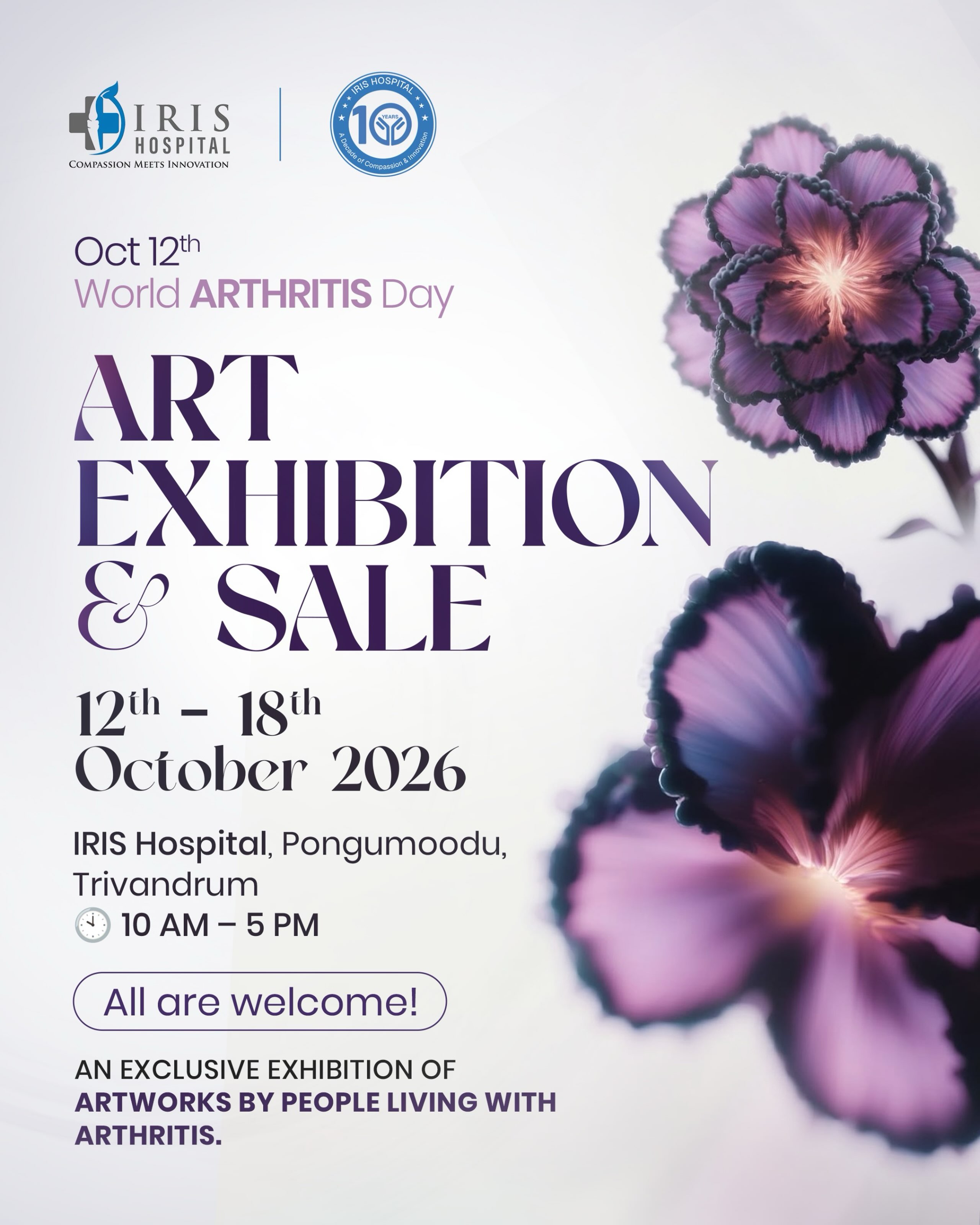 World Arthritis Day Art Exhibition & Sale | IRIS Hospital, Pongumoodu, Trivandrum