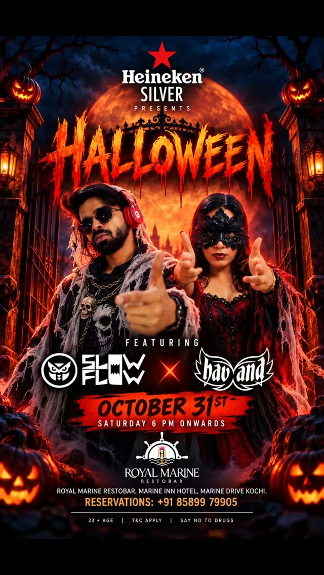 HALLOWEEN 2026 featuring Slow Flow × Havana | Royal Marine Restobar, Marine Drive, Kochi