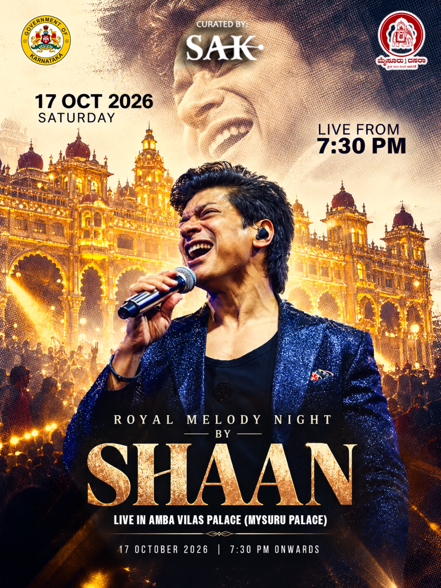 Royal Melody Night by Shaan | Amba Vilasa, Mysore Palace, Mysuru, Karnataka