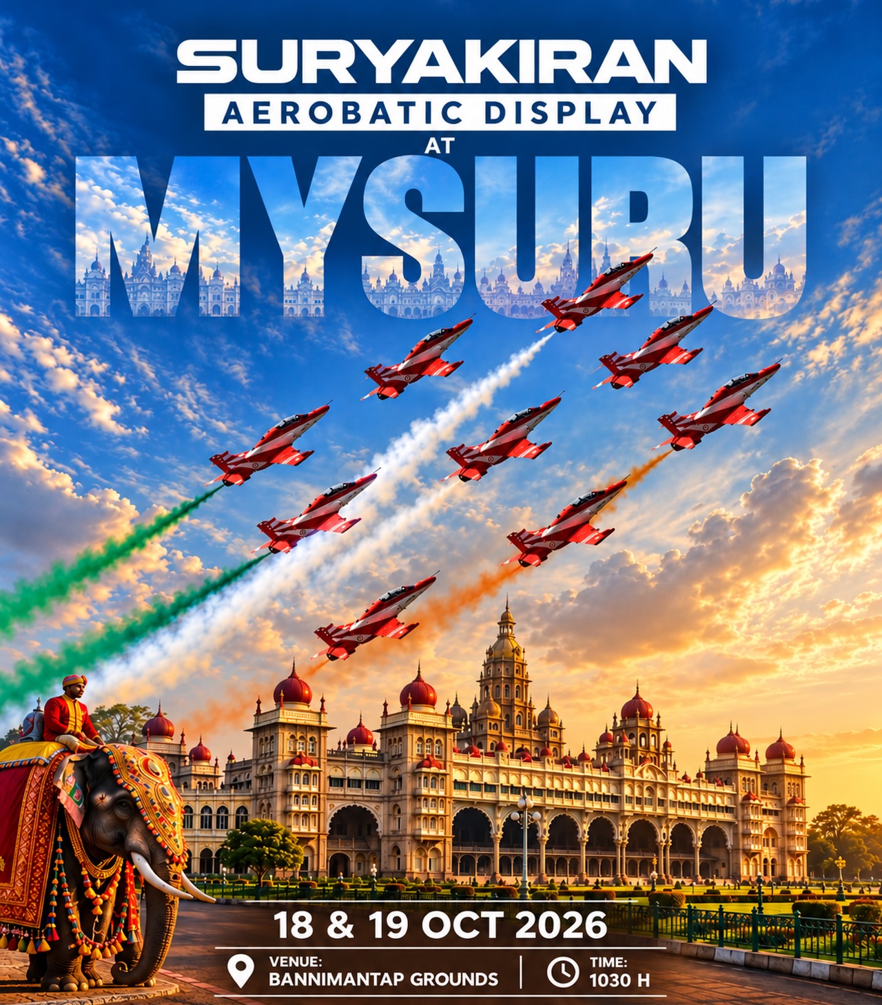 Suryakiran Aerobatic Display by IAF | Bannimantap Grounds, Mysuru